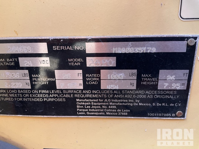 ELEVADOR TIJERA 2020 JLG 2646ES