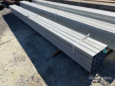 Quantity of (16) 4 in SQ 14 GA Galvanized 22 ft Steel Pipe