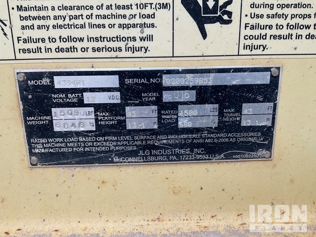 ELEVADOR TIJERA 2016 JLG 4394RT