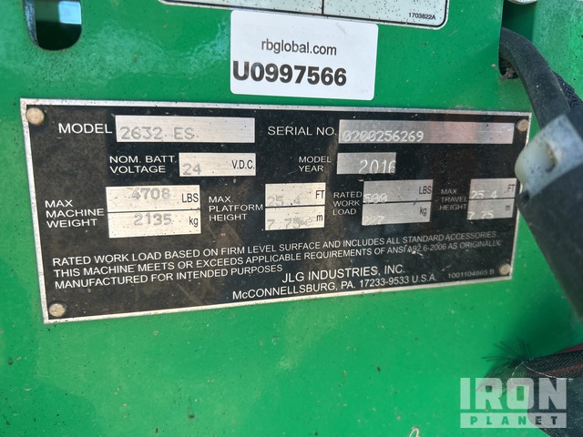 ELEVADOR TIJERA 2016 JLG 2632ES