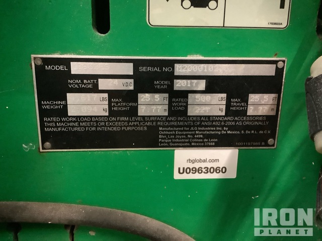 ELEVADOR TIJERA 2017 JLG 2632ES