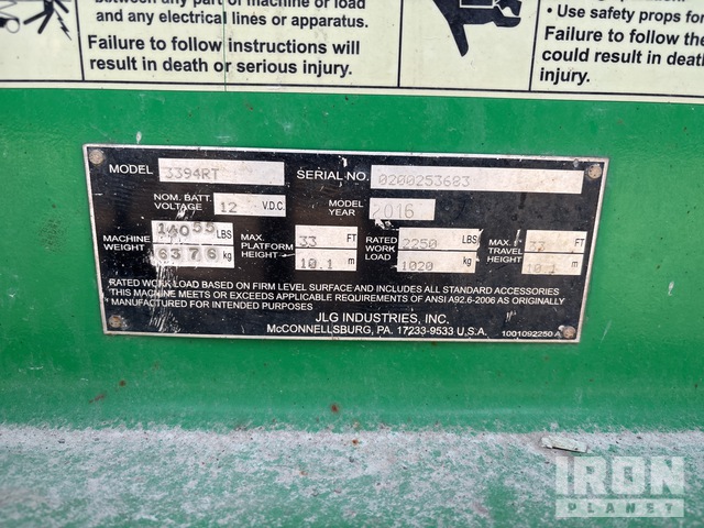 ELEVADOR TIJERA 2016 JLG 3394RT