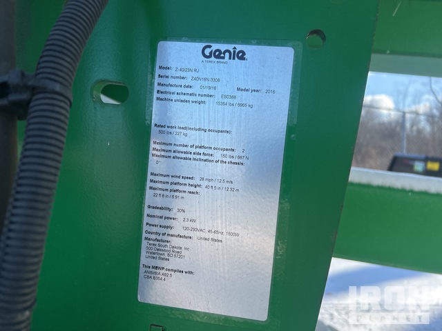 ELEVADOR ARTICULADO 2016 GENIE Z4023NRJ