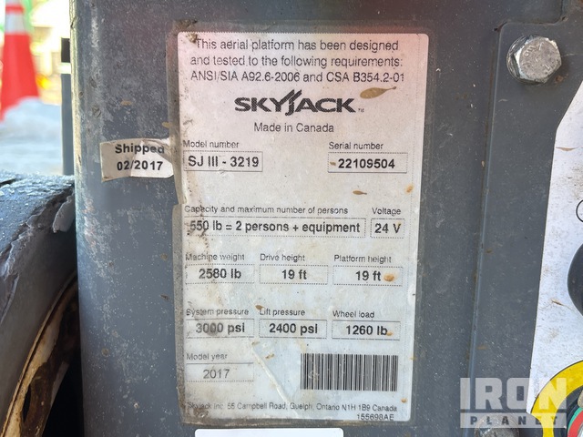 ELEVADOR TIJERA 2017 SKYJACK SJIII3219