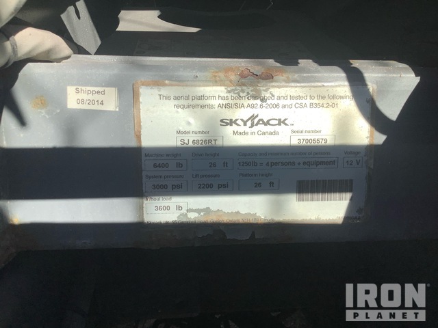 ELEVADOR TIJERA 2014 SKYJACK SJ6826RT