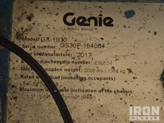 ELEVADOR TIJERA 2017 GENIE GS1930