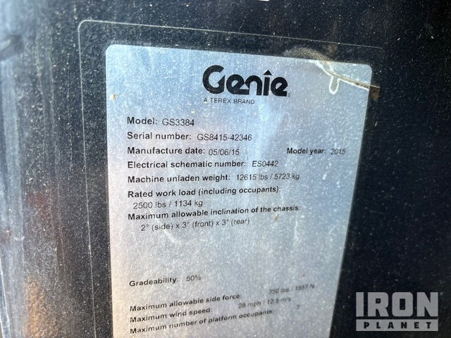 ELEVADOR TIJERA 2015 GENIE GS3384