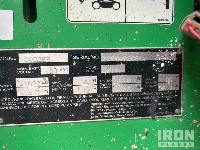 ELEVADOR TIJERA 2016 JLG 2032ES