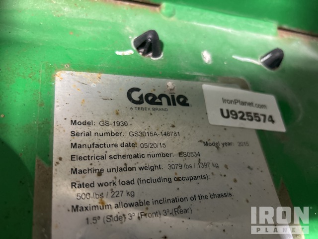 ELEVADOR TIJERA 2015 GENIE GS1930