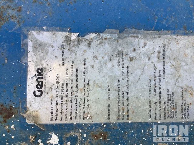 ELEVADOR TIJERA 2015 GENIE GS2632ELECTRIC