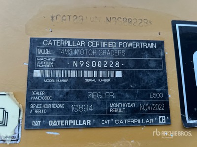 2016 Cat 14M3 Motor Grader - Certified Rebuild 2022