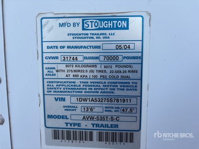 2005 Stoughton 53 ft Van Trailer