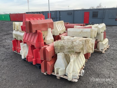 Quantity of (66) Red and White Traffic Barriers Barrera