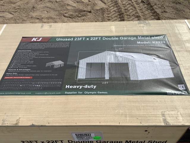 KJ K2223 Double Garage Metal Shed - Unused