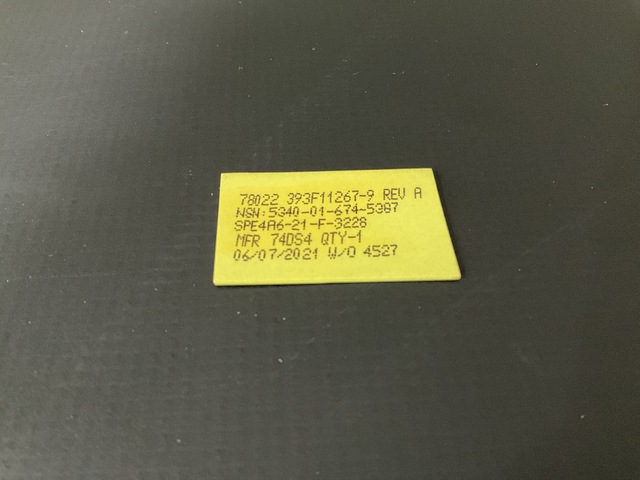 Northrop Grumman 393F11267-9 Mounting Plate