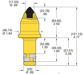 Quantity of (100) Kennametal FD25W-17.5-X Tool Conical (Unused)