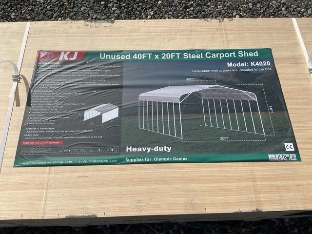 KJ K4020 Steel Carport Shed - Unused
