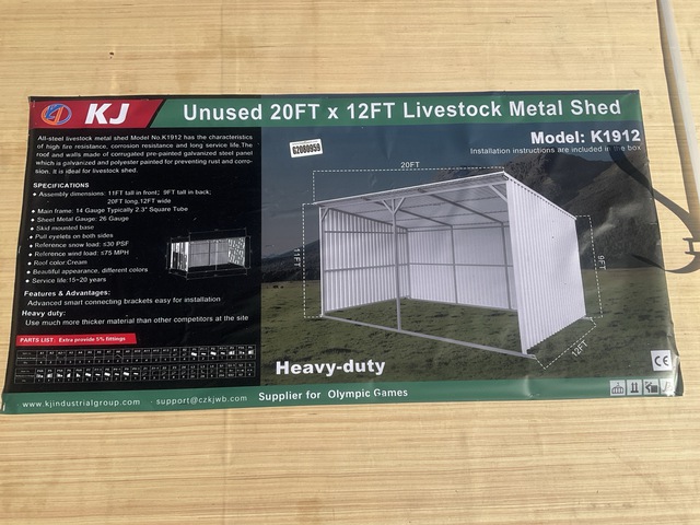 KJ K1912 Livestock Metal Shed - Unused