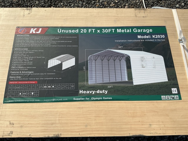 KJ K2030 Metal Garage - Unused