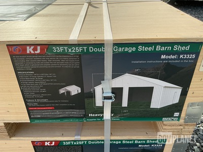 KJ K3325 Double Garage Steel Barn Shed - Unused