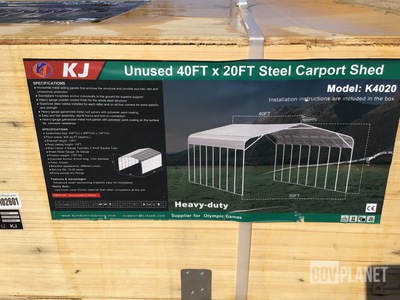 KJ K4020 Steel Carport Shed - Unused