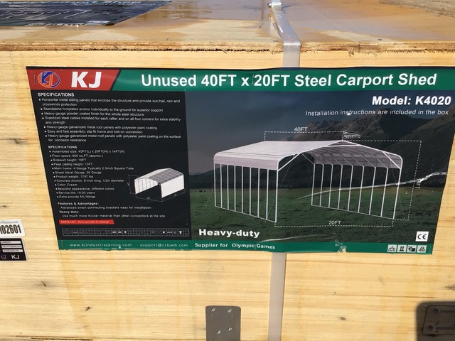 KJ K4020 Steel Carport Shed - Unused