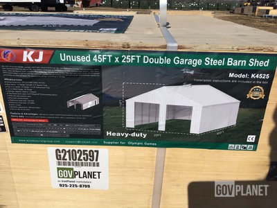 KJ K4525 Double Garage Steel Barn Shed - Unused