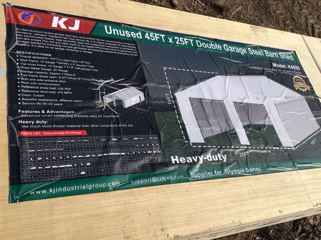 KJ K4525 Double Garage Steel Barn Shed - Unused