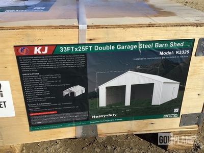 KJ K3325 Double Garage Steel Barn Shed - Unused