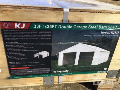 KJ K3325 Double Garage Steel Barn Shed - Unused