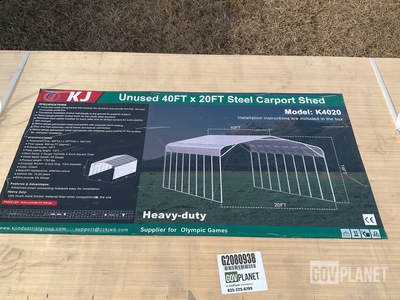 KJ K4020 Steel Carport Shed - Unused
