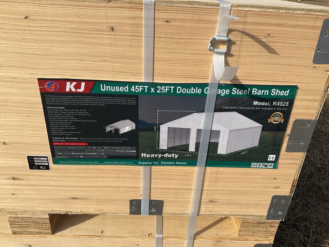 KJ K4525 Double Garage Steel Barn Shed - Unused