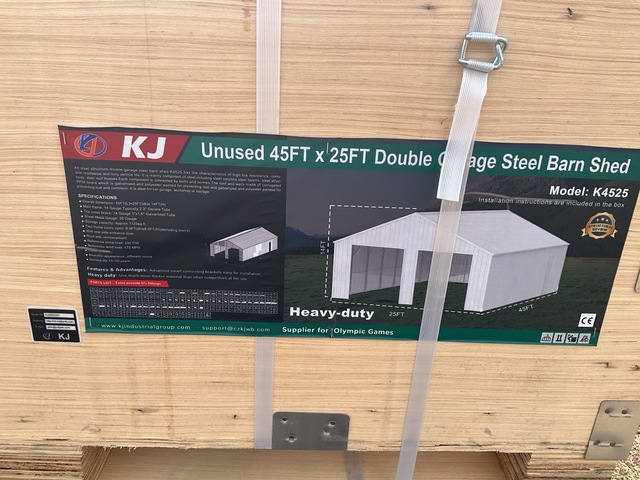 KJ K4525 Double Garage Steel Barn Shed - Unused