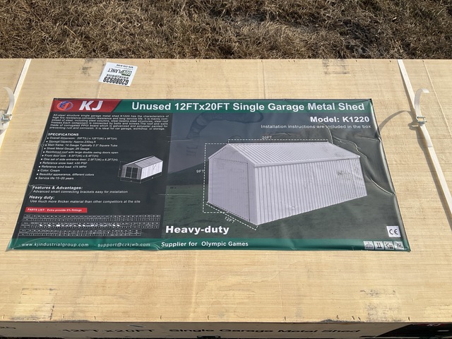 KJ K1220 Single Garage Metal Garage Shed - Unused KJ K1220 Single Garage Metal Garage Shed - Unused