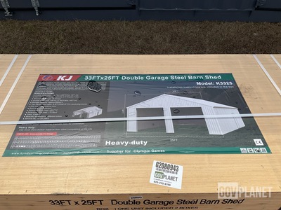 KJ K3325 Double Garage Steel Barn Shed - Unused