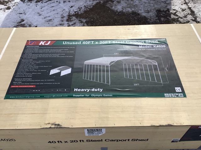 KJ K4020 Steel Carport Shed - Unused KJ K4020 Steel Carport Shed - Unused