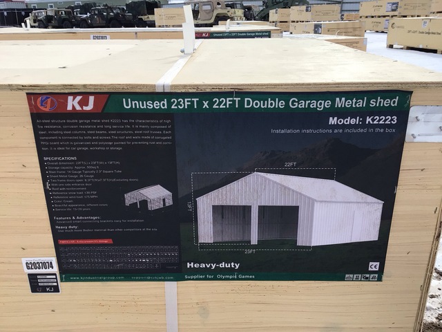 KJ K2223 Double Garage Metal Shed - Unused KJ K2223 Double Garage Metal Shed - Unused