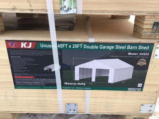 KJ K4525 Double Garage Steel Barn Shed - Unused