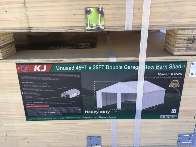 KJ K4525 Double Garage Steel Barn Shed - Unused