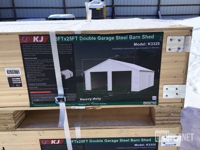 KJ K3325 Double Garage Steel Barn Shed - Unused