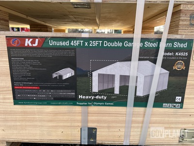KJ K4525 Double Garage Steel Barn Shed - Unused