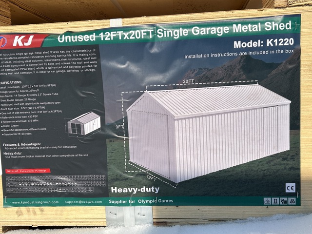 KJ K1220 Single Garage Metal Shed - Unused
