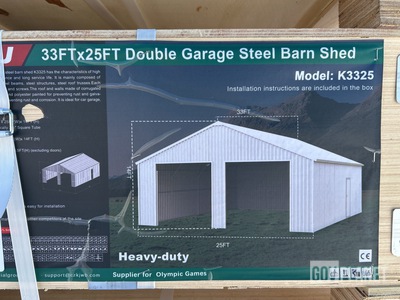 KJ K3325 Double Garage Steel Barn Shed - Unused