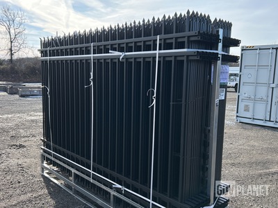 (24) Pieces of KJ Powder Coated Steel Fence w/(25) Post Connectors - Unused