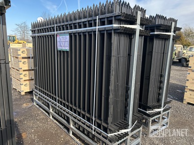 (24) Pieces of KJ Powder Coated Steel Fence w/(25) Post Connectors - Unused