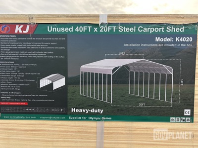 KJ K4020 Steel Carport Shed - Unused