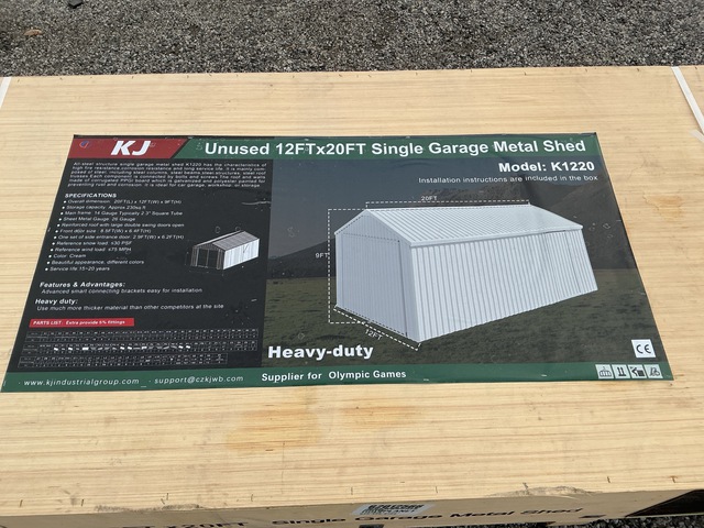 KJ K1220 Single Garage Metal Shed - Unused