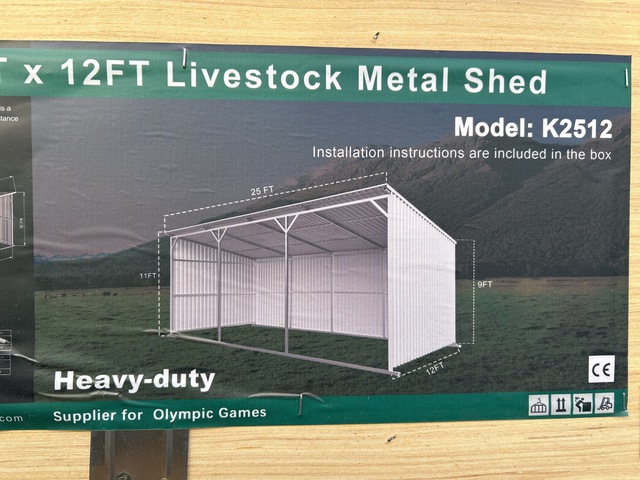 KJ K2512 Livestock Metal Shed - Unused