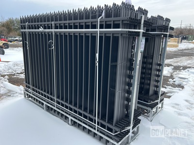 (24) Pieces of KJ Powder Coated Steel Fence w/(25) Post Connectors - Unused