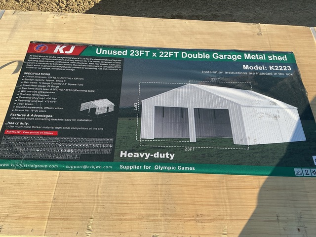 KJ K2223 Double Garage Metal Shed - Unused